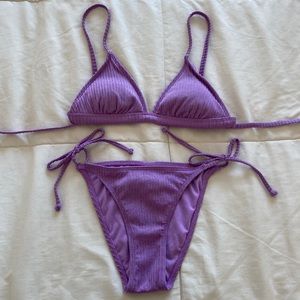 NWOT Xhilaration Purple Glitter Triangle Bikini Set Size Small